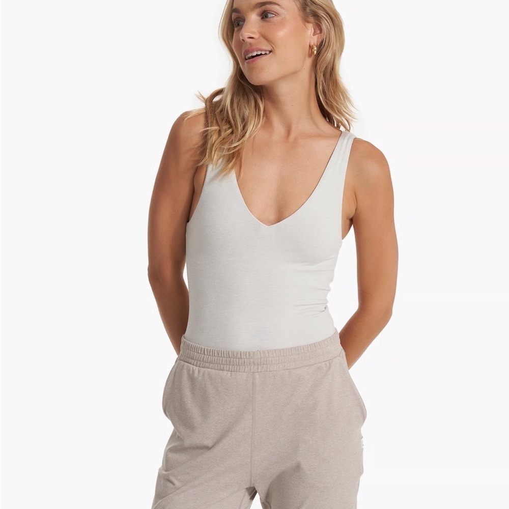 V-Neck White Tank Top Bodysuit
